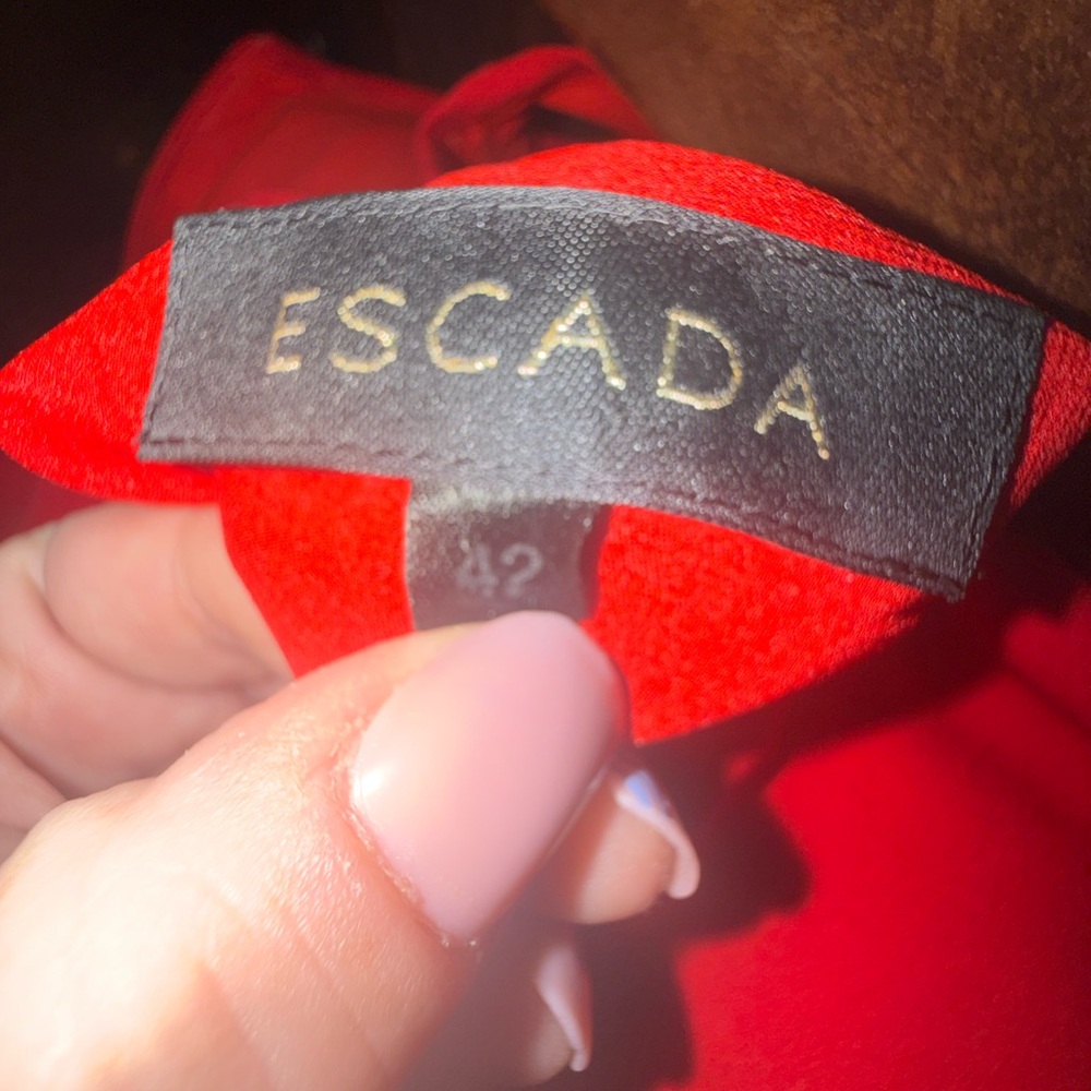 Escada. Silk Ruffle Party Dress. Size Large. - Picture 3 of 9